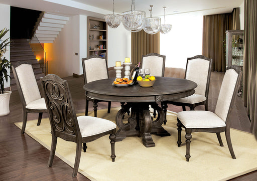 Arcadia Rustic Natural Tone, Ivory 7 Pc. Round Dining Table Set image