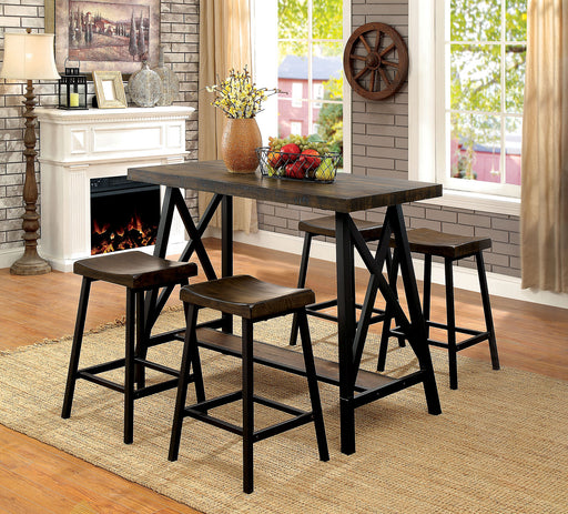 Lainey Medium Weathered Oak/Black 5 Pc. Bar Table Set image