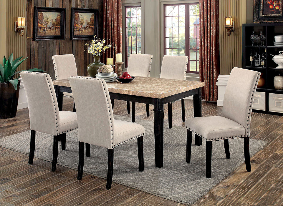 DODSON I Black, Ivory 6 Pc. Dining Table Set w/ Bench image