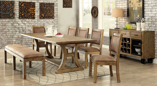 Gianna Rustic Oak 9 Pc. Dining Table Set (w/ 2 Wingback Chairs) image