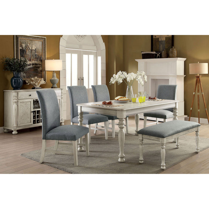 Kathryn Antique White 6 Pc. Dining Table Set w/ Bench image