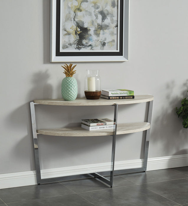 Madisyn White/Chrome Sofa Table image