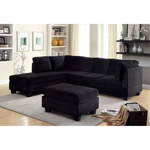 LOMMA Black Sectional + Ottoman, Black image