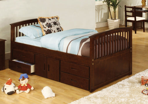 Caballero Dark Walnut Captain Twin Bed w/ 4 Drawers + Storage image