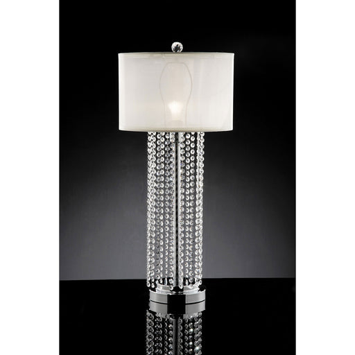 Claris White/Chrome Table Lamp, Hanging Crystal image