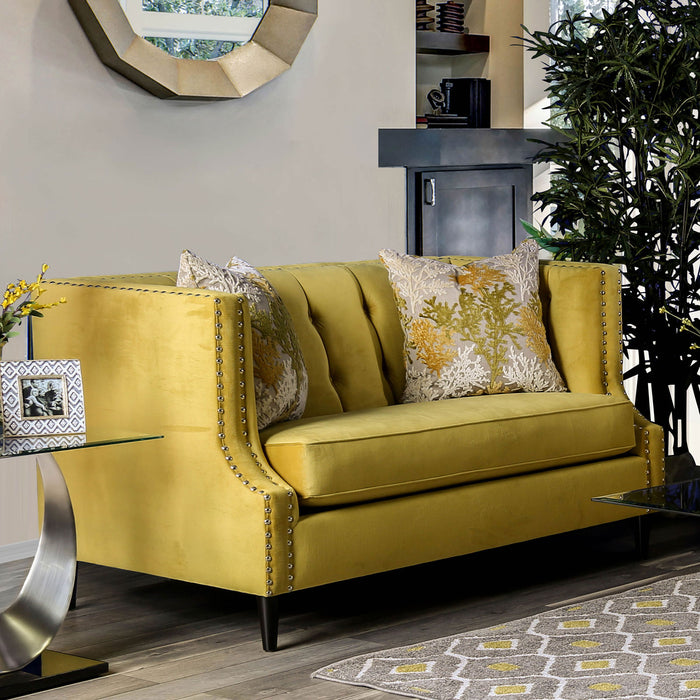 Tegan Royal Yellow/Light Tan Love Seat image