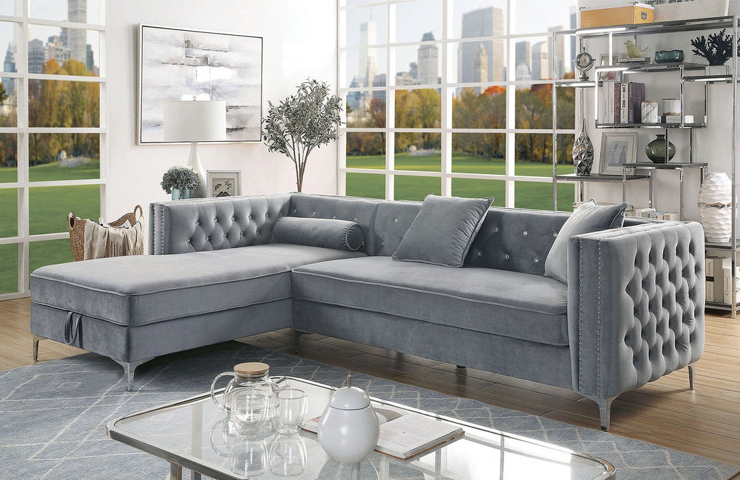 Amie Glam Gray Sectional w/Storage image